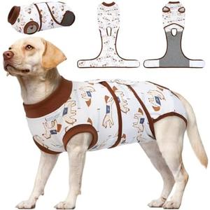 Kuoser Dog Recovery Suit for Post-Surgery Care, Spay Neuter Bodysuit for Female & Male Dogs, Anti-Licking Surgical Onesie, Snug Fit for Abdominal Wound Protection & Skin Healing, BrownPony XL