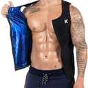 Kewlioo Men's Heat Trapping Zipper Sweat Enhancing Vest - Sauna Suit Shirt Compression Vest Shapewear Top for Gym Exercise M