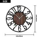 1st owned Wall Clock for Living Room -16" Silent Non Ticking,Battery Operated,Black Metal, Antique Wood Clocks for Farmhouse,Dining Room,Bedroom,Kitchen Clock Wall Decor- Arabic Numerals