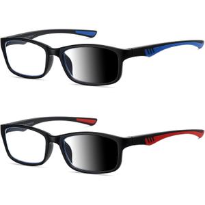 Sport Reading Glasses Men Photochromic Lens Blue Light Blocking Computer Reader Wide Style Spring Hinge Eyeglass LK6082 (+2.50)