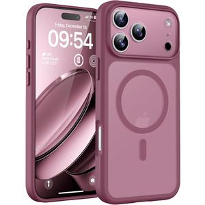 TOCOL for iPhone 17 Pro Max Case, Full Camera Protection, Builtin Magnetic Ring, Compatible with Magsafe Charger, Translucent Matte Phone Case for iPhone 17 ProMax 6.9 inch (Plum)