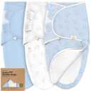 Baby Swaddle Sleep Sacks with Zipper - 3-Pack Swaddles for Newborns 0-3 Months, Infant, Baby Girls, Boys, Soft & Durable Newborn Sleep Sack, Easy Diaper Change Swaddling Blanket (ABC Land Cloud, OS)