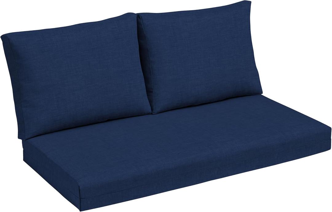 Arden Outdoor Loveseat Cushion Set, 48 x 24, Water Repellent, Fade Resistant, Cushion Set for Couch, Bench, and Swing, Sapphire Blue Leala
