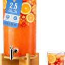 Drink Dispenser with Bamboo Stand & Spigot (2.5 Gallon) Large Plastic Beverage Dispenser for Parties, Cocktails, Juice, Lemonade, Water, Soda, Sangria & More, LARGE 2.5 GALLON CAPACITY - Spacious drink dispenser holding up to 2.5 gallons (9.5L)