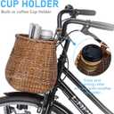 CXWXC Bike Basket - Handmade Rattan Bike Baskets for Girls Women - Front Bicycle Bike Basket with Coffee Cup Holder for Beach Cruiser, Scooter, Ebike
