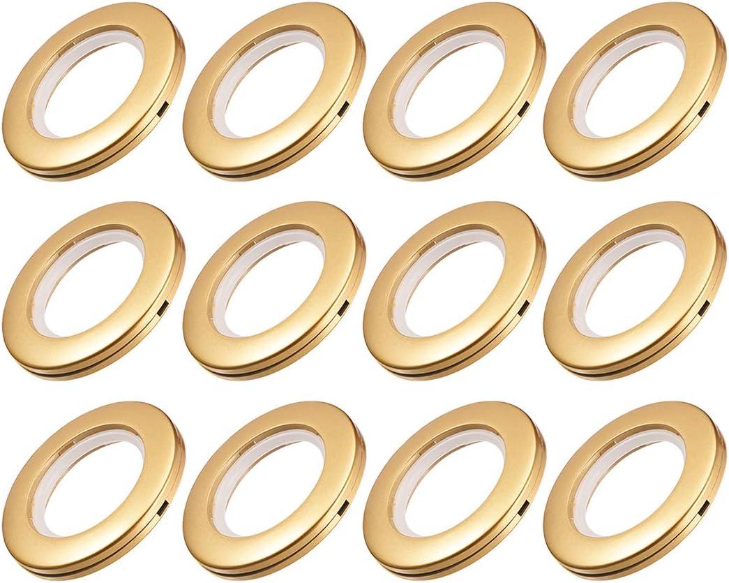 uxcell Curtain Grommets Plastic 1.5 Inch Inner Dia Drapery Eyelet Rings for Window Curtain Rods Gold Tone 12 Pcs