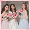 Wavwavw 6 Pcs Artificial Peony Silk Florals Fake Mix Silk Peony Rose Faux Flower Hydrangea Bouquet Elegant Realistic Wedding Floral Centerpiece for Home Party Table Arrangement (Light Pink)