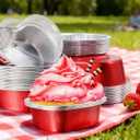 Heart Shaped Baking Pan with Lids, Disposable Mini Flan Containers & Cupcake Tins, 40-Pack 100ml Aluminum Foil Cups for Valentine's Day, Mother's Day, Wedding Party