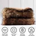 Luxury Plush Faux Fur Throw Blanket, Long Pile Brown with Black Tipped Blanket, Super Warm, Fuzzy, Elegant, Fluffy Decoration Blanket Scarf for Sofa, Armchair, Couch and Bed, 50''x 60''