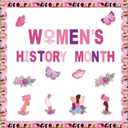 Womens History Month Bulletin Board Decorations Womens History Classroom Wall Decor Women's History Month Door Decoration Banner Backdrop March 8th Decorations for School International Women's Day