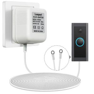 Extra Long 19.7ft Cord 18V500mA Doorbell Transformer Compatible with Ring, Nest, Eufy, Wyze, Arlo Wireless Video Doorbells (White)