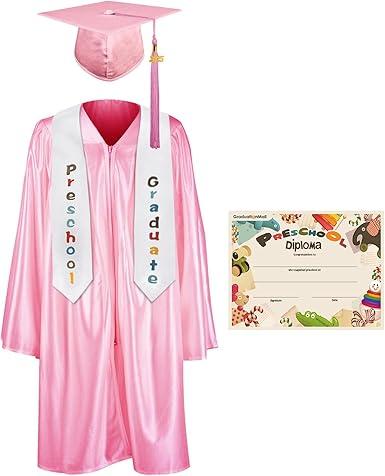 GraduationMall Preschool Graduation Cap Gown Stole Package with 2025 Tassel, Certificate 30"