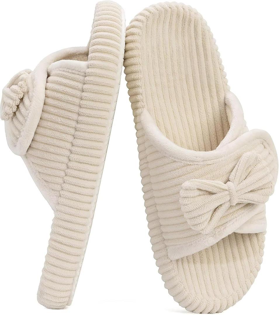 ZXVX House Slippers for Woman with Arch Support – Womens Open Toe Adjustable Slippers, Orthopedic Shoes for Home Indoor, Cute Ladies Slides for Bedroom Non Slip 5-12, 38-39 (Beige)