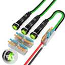 3 Pcs LED 8MM (5/16'') 110V Metal Indicator Light Pilot Lights Black Anodized Waterproof ip67 Red Green Yellow Bule White Signal Lamp(Black Anodized Green 3 Pcs)