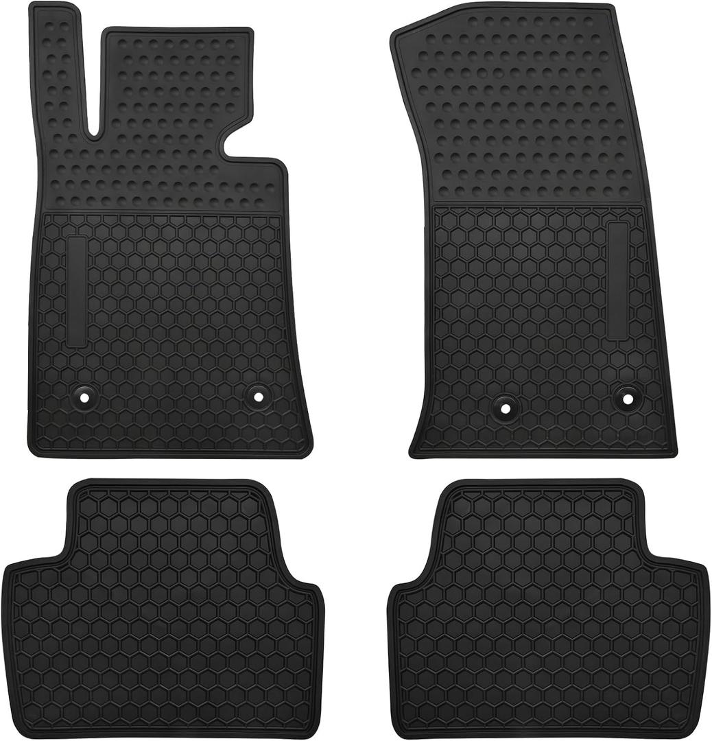 Car Floor Mats Custom Fit for Cadillac ATS 2013-2019 Full Black Rubber Auto Liner Mats All Weather Protection Heavy Duty Odorless