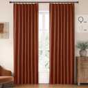 ChrisDowa Terracotta Pinch Pleated Blackout Linen Curtains 90 inches Long 2 Panels for Living Room Bedroom Farmhouse Room darking Thermal Insulated Back Tab Hooks Rings Window Treatment Drapes,40x90