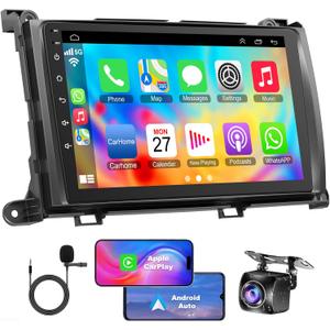 4G+64G Car Radio for Toyota Sienna 2011-2014, Wireless Carplay&Android Auto with Android 13 Support Bluetooth/Voice Control/GPS/WiFi/Back-up Camera/SWC/FM, 9 Inch IPS Touch Screen Radio for Sienna