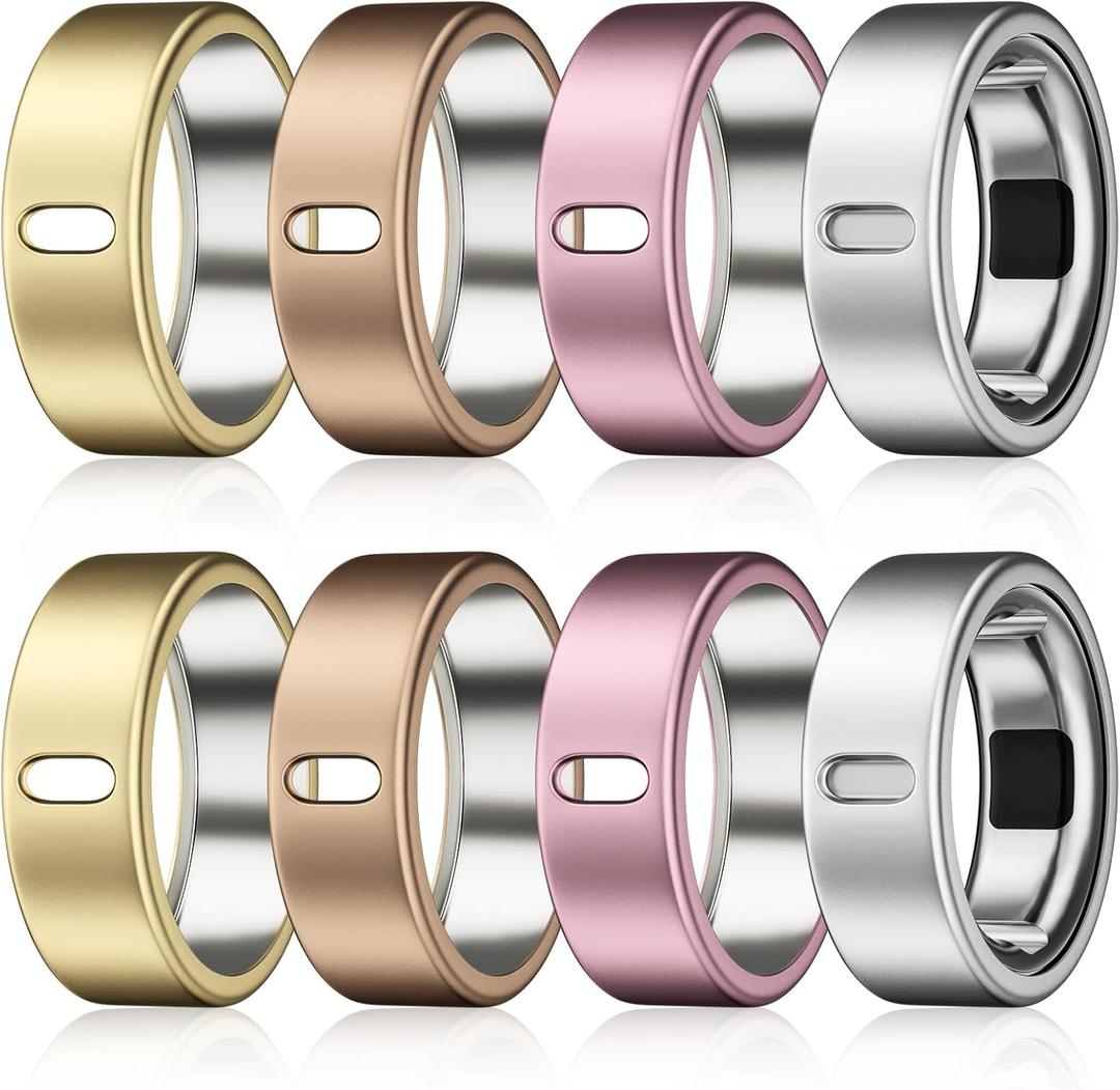 8 Pack Cover Compatible with Oura Ring Gen 4/Oura Ring Gen 3 Horizon/Heritage,Charging Derectly,Matte Texture Wear-Resistant Anti-Scratch TPU Protector for Women Men Working Out Gym(B,Size 10) (Gold*2+Silver*2+Rosegold*2+Pink*2)