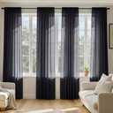 MIULEE Black Sheer Curtains 96 Inches Long, 4 Panels Set, Light Filtering Halloween Rod Pocket Voile Drapes for Living Room and Bedroom, Airy Soft Fabric Window Treatments, 42 x 96 Inches