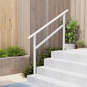 Hand Rails for Outdoor Steps,3-4 Step Railing for Stairs,Adjustable Porch Railing,Hand Rails for Seniors,Outdoor Deck Handrails for Exterior Steps,White