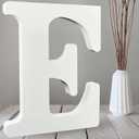 AOCEAN 10 Inch White Big Wood Letters, Unfinished Wooden Letters for Wall Decor, Standing Letters Slices Sign Board Decoration, Craft Home Party Projects (E)