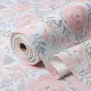 Amiitay Peony Shelf and Drawer Liner for Kitchen, Non-Adhesive and Strong Non-Slip Floral Cabinet Drawer Liners for Kitchen Shelf, Waterproof Cupboard Liners, Easy to Clean, 12IN x 10FT