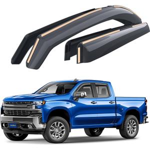 Goodyear Shatterproof in-Channel Window Deflectors for Trucks Chevrolet (Chevy) Silverado/GMC Sierra 2019-2025 Double Cab, Rain Guards,Window Visors,Vent Deflector Truck Accessories,4pcs-GY003416LPf (For Silverado 19-25)