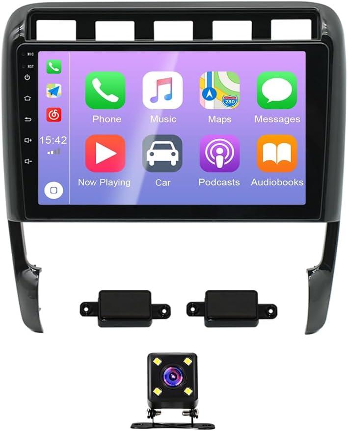 Android 13 Car Stereo for Porsche Cayenne 2002-2010, 2GB+32GB Wireless Carplay & Android Auto 9 inch 2.5D Tempered Glass Mirror auto Radio Player DSP Sound/WiFi/FM/SWC/MIC Dual USB + Backup Camera