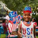 3 x Independence Day Photo Booth Props with Sticks,4th of July Photo Booth Props,Patriotic Party Decorations (25CT)