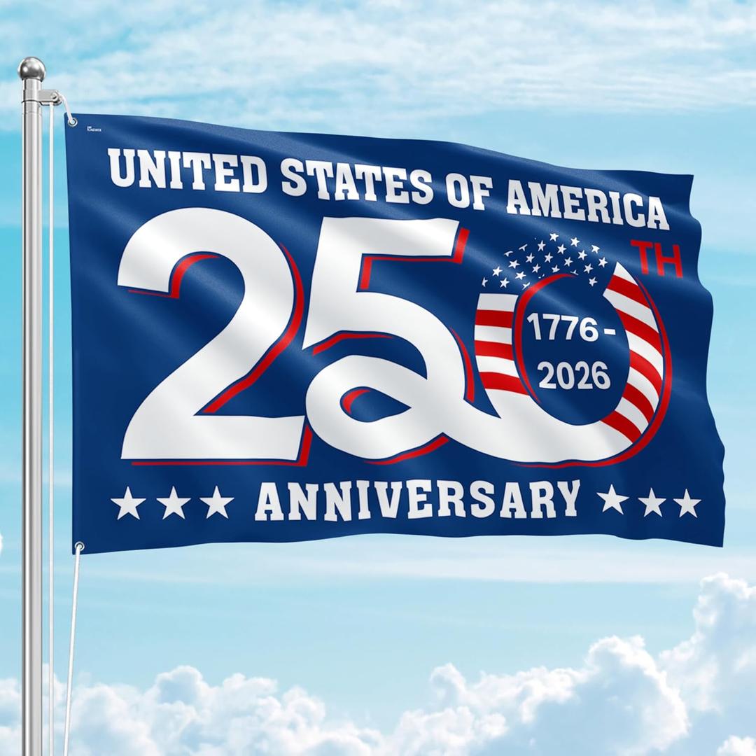 FLAGWIX American 250 Years Anniversary Flag - Polyester Double-sided Yard Flags For Outside Grommet Flag, 3x5 ft - 4th of July Decorations for Home Yard Garden Decor Banner, Gifts For Men Women