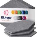 Acoustic Panels 12-Pack - 12"X10.4"X0.4" Sound Panels - High Density Sound Dampening - Pebble Gray Hexagon