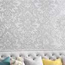 yaretzy Peel and Stick Wallpaper 3D Silver Grey Floral Modern Damask Removable Wallpaper Bedroom Embossed Sticky Self Adhesive 20.8inch x 119inch