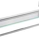 Alise Bathroom Shelf with Towel Bar,Bathroom Shelves Wall Mounted 20 Inch Floating Glass Shelf for Bathroom Shower Wall,SUS304 Stainless Steel Modern Floating Glass Shelves,Brushed Nickel, 21 Inch