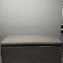 Amazon Basics Upholstered Rectangular Storage Ottoman and Entryway Bench, Polyester, Light Gray, 35.5"W x 16.5"D x 17"H