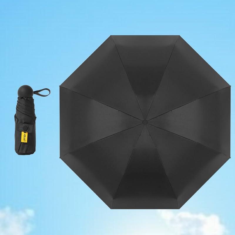 Compact Travel Umbrella with Case  Mini Lightweight Portable Design for Men & Women  UV Protection & Windproof (Black)