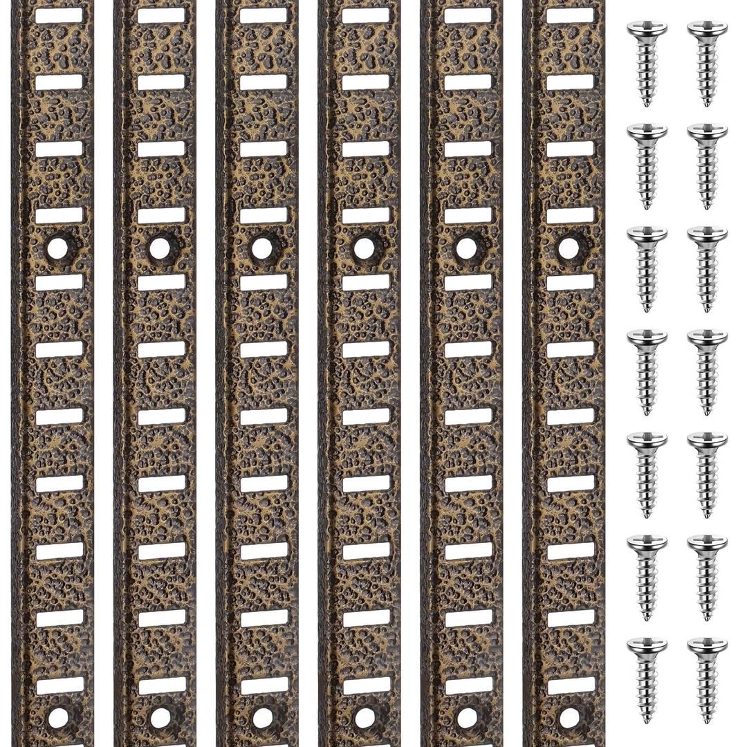 Yaocom 6 Pcs 36 Inch Shelf Pilaster Metal Mortise Mount Pilaster Strip Adjustable Shelf Standards for Wall Shelving System Closet Organization Storage (Bronze)