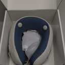 Medicane Neck Travel Pillow with Massage, Neck Pillows with Heat & Gentle Vibration Massage with Ergonomic Foam, Perfect for Airplane, Car, Office, Home, Pain Relief, Sleeping, Traveling, Long Flight (Blue)