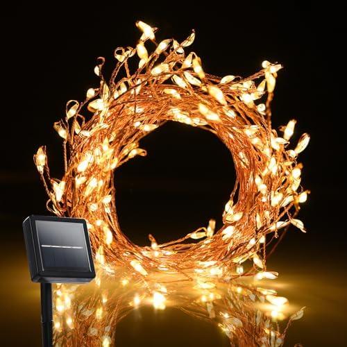 Pack of 2 Dailyart Solar Lights Outdoor Waterproof 300 LED Fairy Lights with 8 Modes Extra-Long 29Ft Firecracker Solar String Light for Outside Patio Balcony Garden Wedding Party Decor (Warm White)