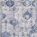 Lahome Moroccan Trellis Washable Small Area Rug, 3x5 Area Rug for Bedroom Living Room, Non-Slip Oriental Throw Carpet for Kitchen Office Entryway Bathroom Office Elise, White/Royal Blue