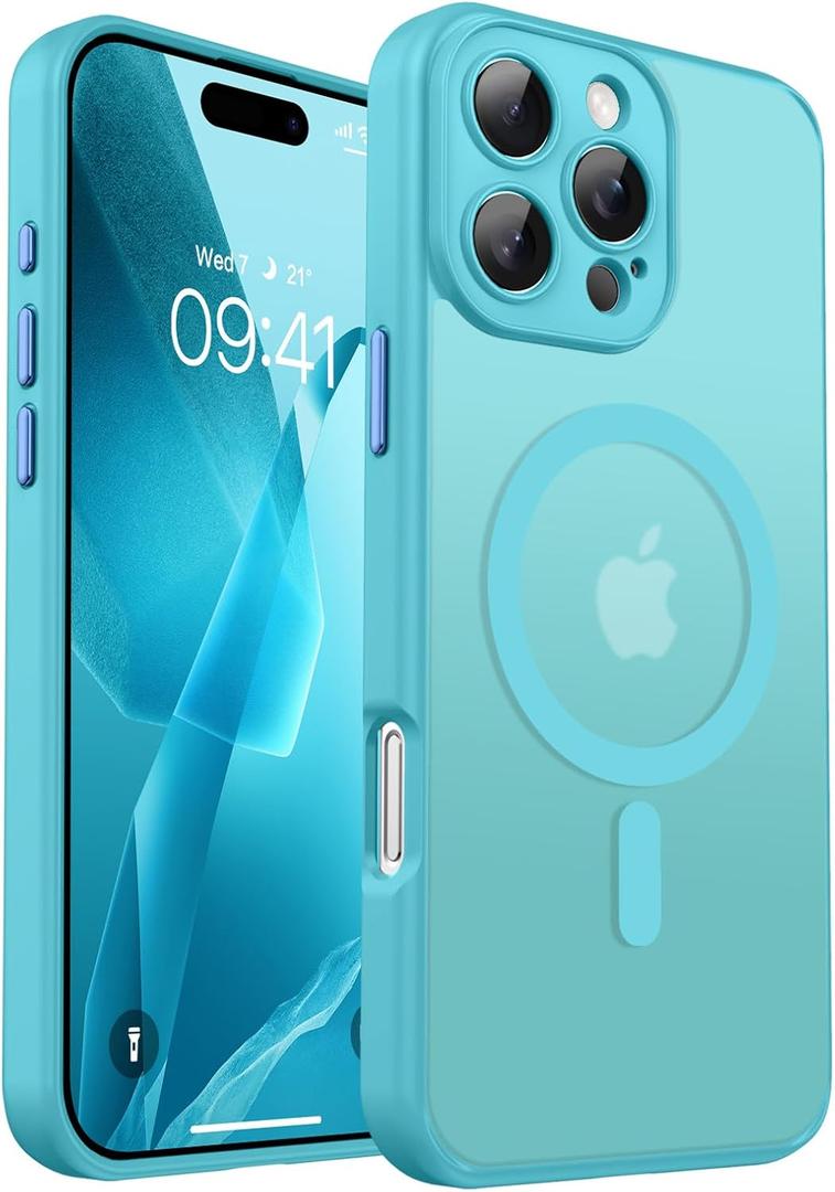 BENTOBEN Magnetic for iPhone 16 Pro Case, iPhone16Pro Phone Case [Full Camera Protection] [Compatible with Magsafe], Translucent Matte Shockproof Protective Cover for iPhone 16Pro 6.3inch,Teal Blue