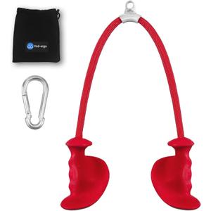 HXD-ERGO Tricep Rope with Ergonomic Handles, 36 Inch Tricep Pull Down Rope for Cable Machine, Pulley System, Triceps Rope Cable Attachment for Gym, Home (Red)