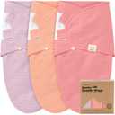 3-Pack Organic Swaddles for Newborns, Baby Sleep Sacks 0-3 Months - Baby Swaddle Wrap, Newborn Wearable Blanket, Infant Sleep Sack for Girls, Boys, Soft & Snug, Large Hook & Loop Closure (Vivacious)