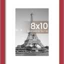 upsimples 8x10 Picture Frame, Display Pictures 5x7 with Mat or 8 x 10 Without, Wall Hanging Photo Frames, Red, 1 Pack