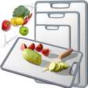 Titanium Cutting Board Double-sided non-slip silicone edging Pure Titanium Cutting Boards for Kitchen - Double-Sided Food-Grade Chopping Board Non-Stick Durable and easy to clean (Large) (Large (15.3"L x 11"W))