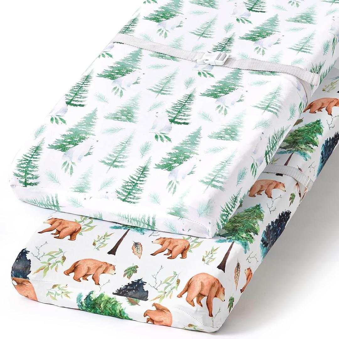 BROLEX Changing Pad Covers for Baby: Boy Girls Ultra Stretchy Soft 2 Pack, Brown Polar Bears