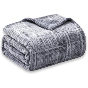 COOVA Fleece Throw Blanket for Couch, Super Soft and Cozy 3D Jacquard Warm Blankets, Lightweight and Fuzzy Throw for Bed, Sofa, Chair, Giftable (Light Grey, 50"x60")