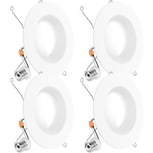 Sunco 6 Inch LED Recessed Light, Retrofit Downlight Can Lights for Ceiling, Baffle Trim, 1050 LM, 13W (75W Equivalent), 5000K Daylight, Dimmable, Damp Rated UL 4 Pack
