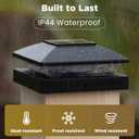 Solar Post Cap Lights Outdoor 16-Pack, Black Waterproof Solar Powered Deck Fence Lights Fit 4x4 Wood/Vinyl Posts, Bright Warm White for Patio, Porch