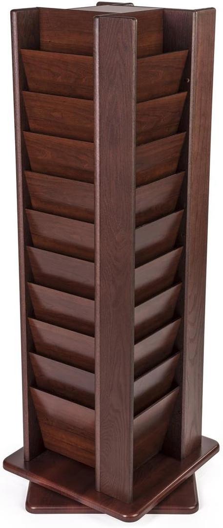 Wooden Mallet MR40-SPMH Cascade Spinning Floor Display with 40 Magazine Pockets, Mahogany