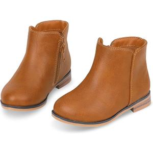 Fupoia Girls Boots Kids Ankle Boots Side Zipper Booties Fashion Short Low Heelscolor PUblack Size 8
